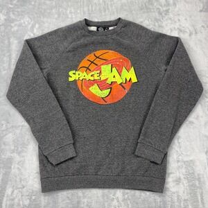 Space Jam Sweatshirt Mens Medium Gray Heather Graphic Print Long Sleeve Pullover